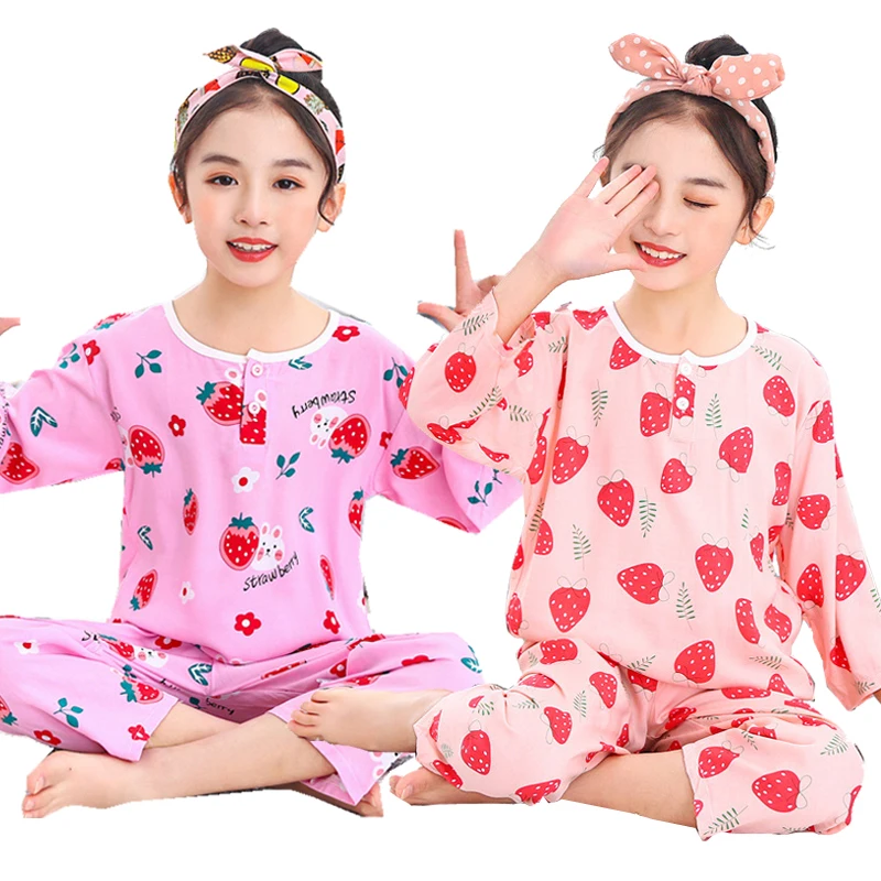 

Children Pajamas 2pc Half Sleeve Cartoon Kids Sleepwear Baby Girl Clothes Sleep Suits Summer Cotton Child Pyjamas Boy Nightwear