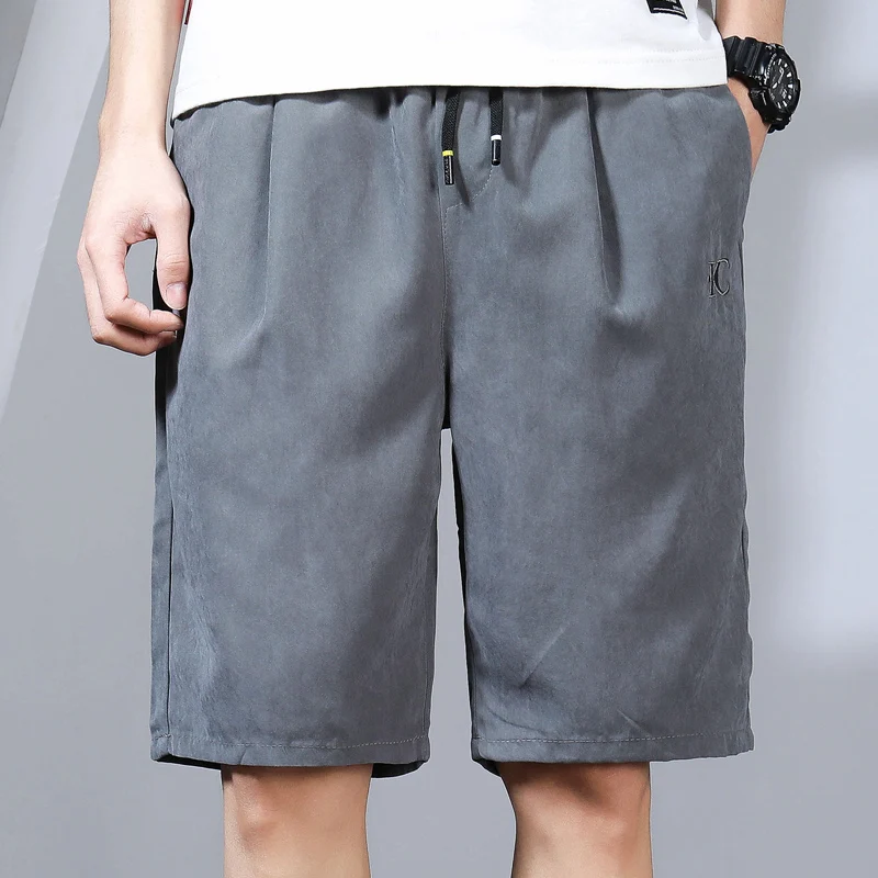 

Casual Shorts Men Knee Length Summer Thin Solid Color Simple Fashion Personality Letter Embroidery Male Shorts Streetwear M-4xl