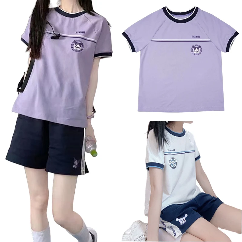 

Sanrios Kuromi Cinnamorol Cotton Short-sleeved Shorts Suit Anime Cute Cartoon Sports Set Casual Versatile Comfortable Breathable