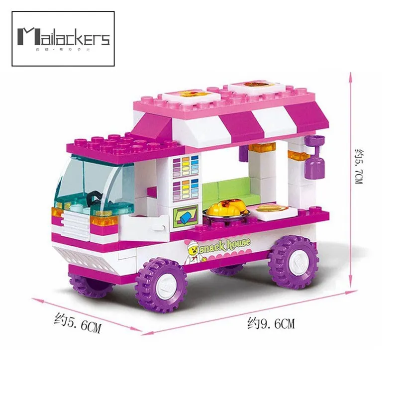 

Mailackers Fast Food Truck Model Building Blocks Friends City Street View Dining Car Children Toys Construction Block Gift Gifts