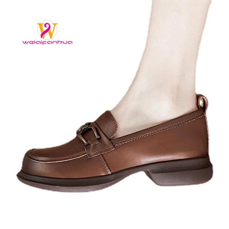 

Loafers Women's Genuine Leather Versatile British Style Mom Shoes 2023 Spring and Autumn New Casual and Comfortable Single Shoes