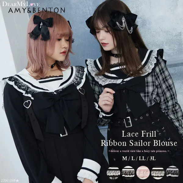 

Женские топы на весну и осень, кружевная Милая Рубашка В Стиле Лолита с длинным рукавом, матросский воротник с большим бантом, Повседневная Блузка в студенческом стиле