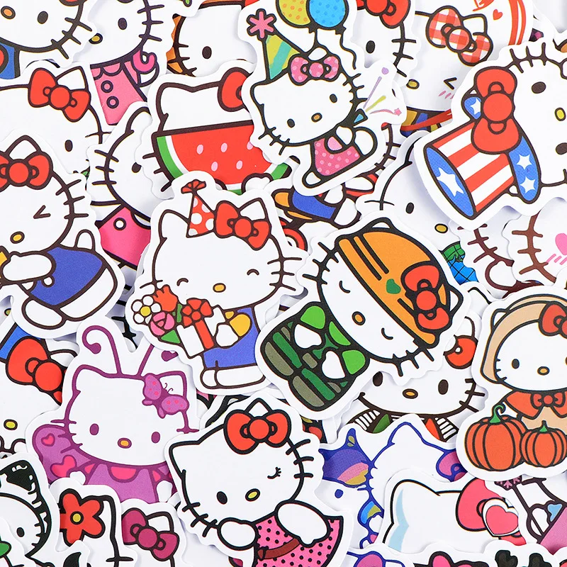 

Sanrio Sticker HelloKitty DIY Cartoon Mobile Phone Suitcase Water Cup Hand Account Sticker Pink Girl Cute Kawaii Stickers