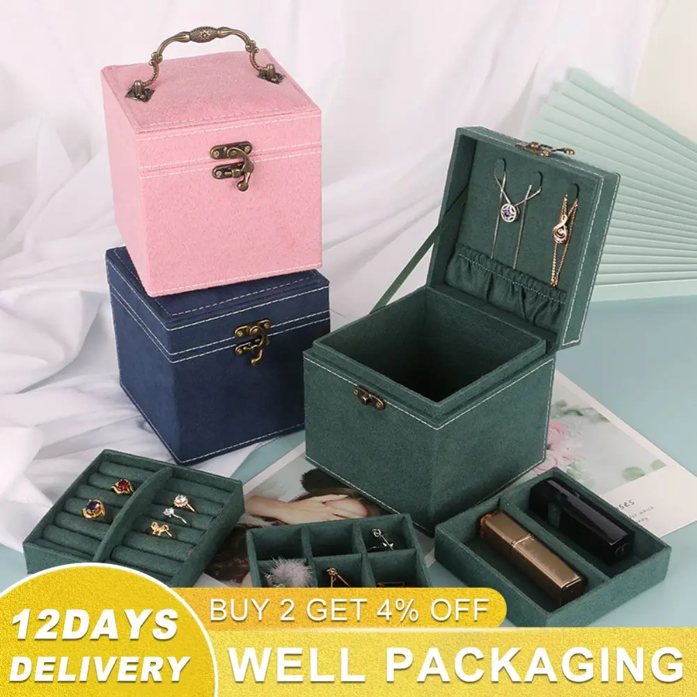 

Бархатная подарочная шкатулка для хранения ювелирных изделий, 3-уровневый Органайзер большой вместимости для женщин