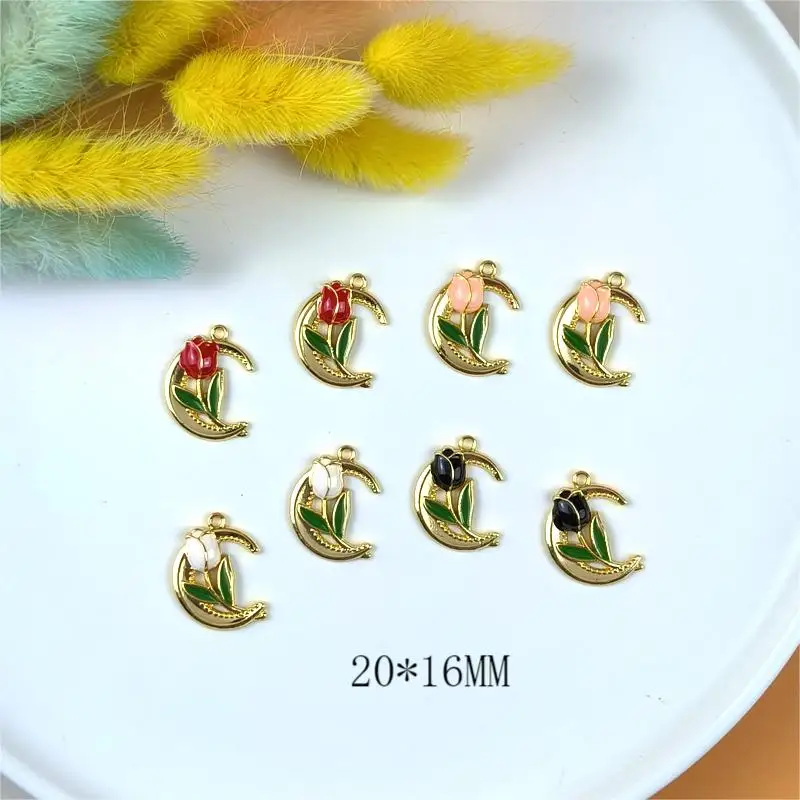 10 шт. эмалированные подвески-тюльпаны 4 цвета