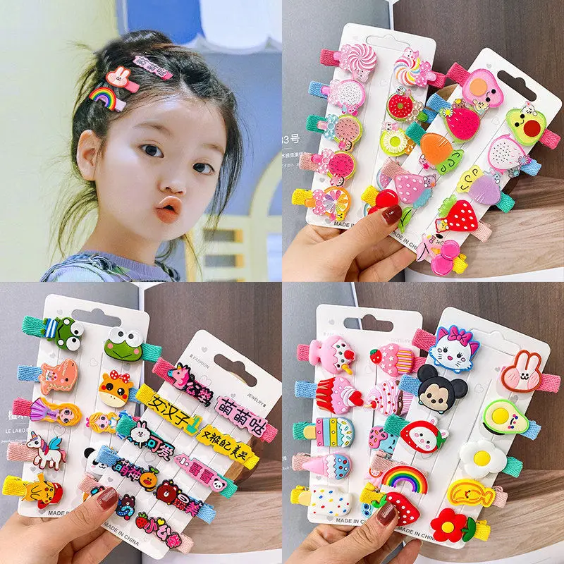 

Children's hairpin set bag cloth hairpin does not hurt hair duck beak clip BB clip cartoon ice cream edge clip children