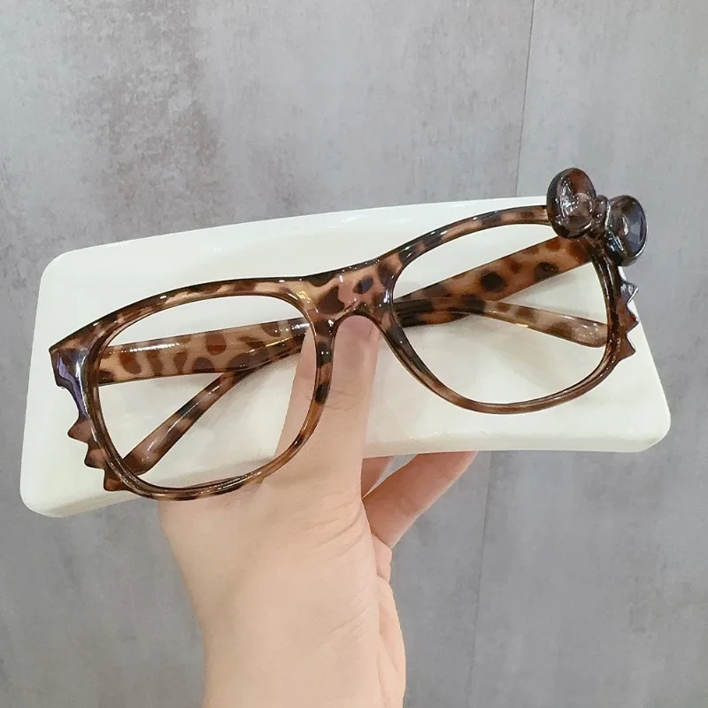 Y2k очки с леопардовым принтом и бантом популярные модные винтажные для девочек