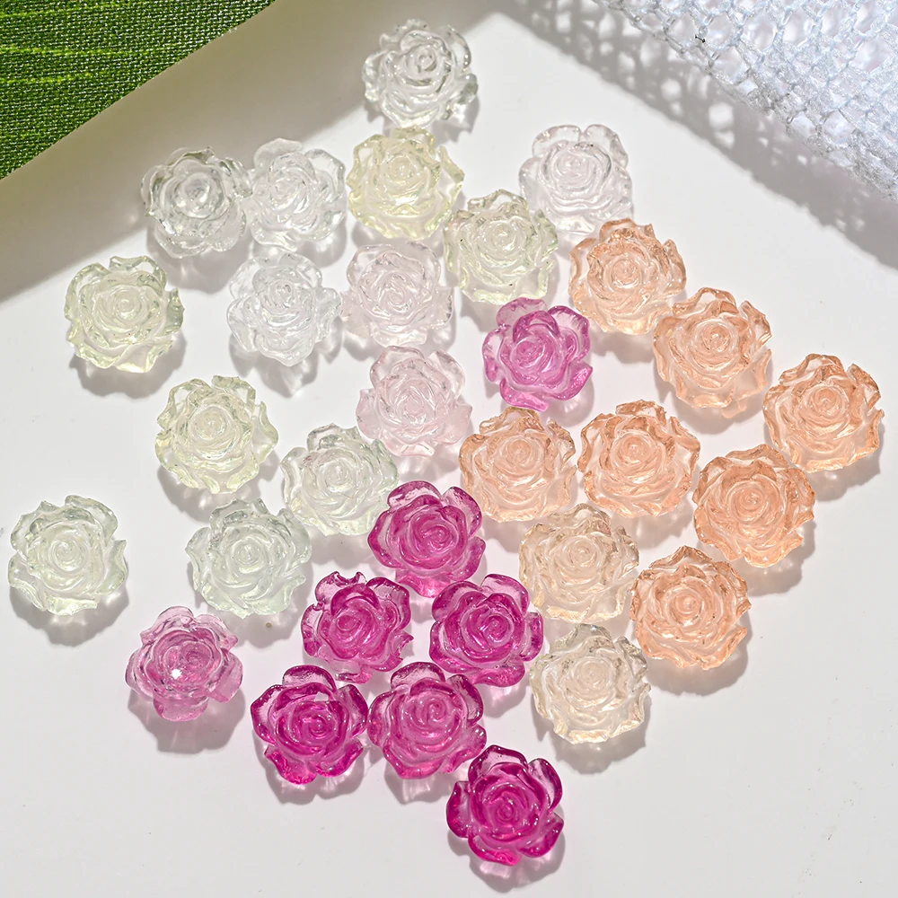 

100pcs Color Change Photochromic Camellia Nail Charms Magic Color Camellia Flower Manicure Decor UV Sensitive 7.5mm Nail Jewelry