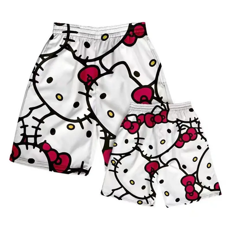 

Hello Kitty Sanrio Kawaii Anime Figure Shorts Summer Loose Girl Heart Cute Cartoon Casual Beach Pants Fashion Children Gifts
