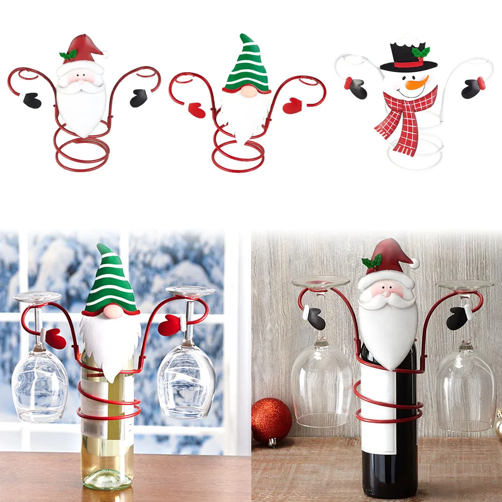 

2024 Christmas Wine Bottle Glass Holders Holds 1 Wine Bottle 2 Glasses For Christmas Thanksgiving Home Desktop Decoration