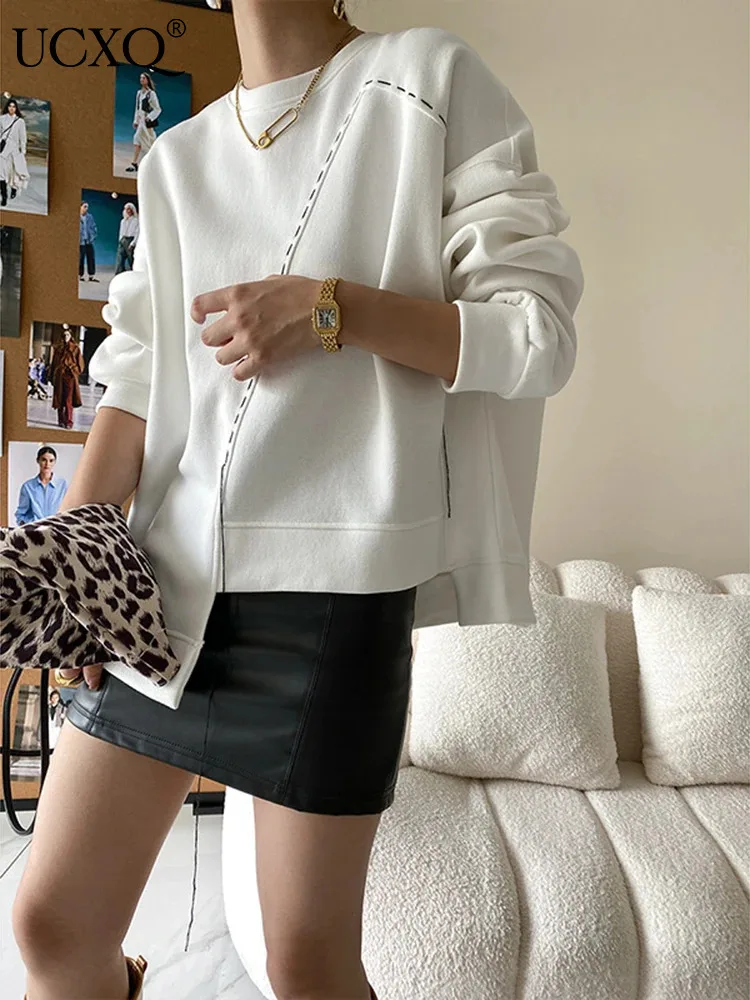 UCXQ модный свитшот Tide японский корейский повседневный универсальный с круглым