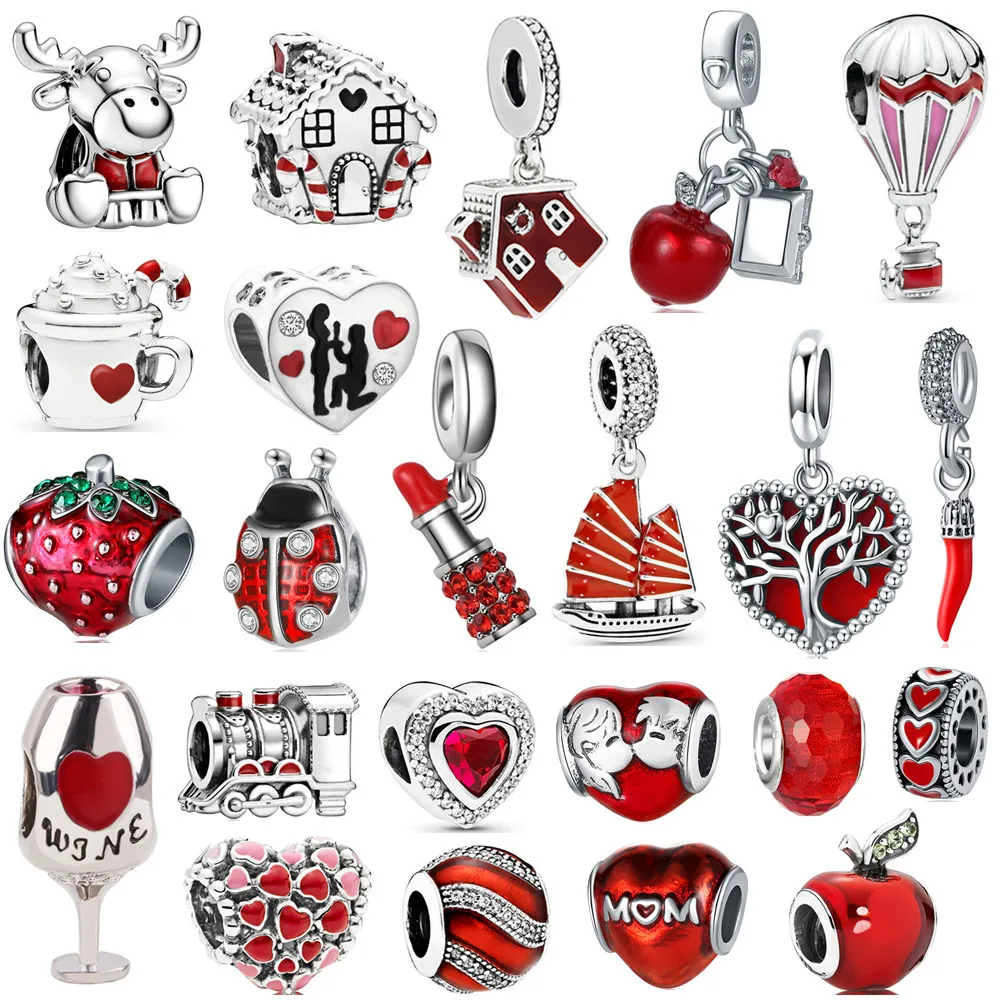 1 шт. новая милая Клубничная чашка Дерево Сердце Бусина кулон оригинальный Pandora