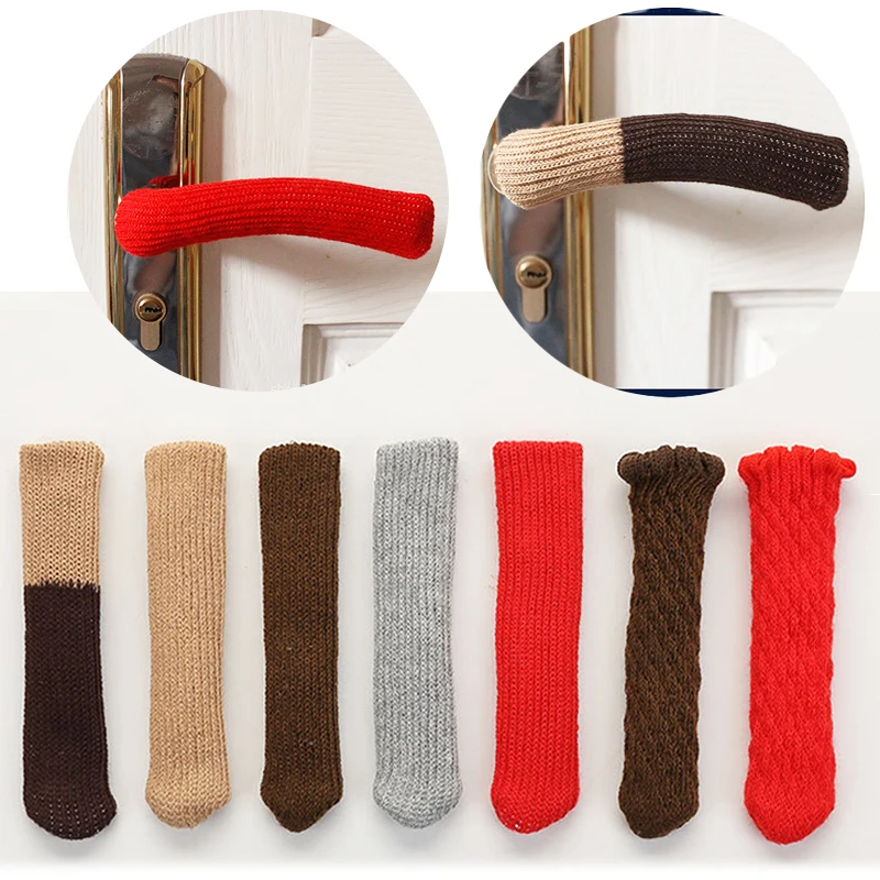 4 шт. чехол для дверной ручки вязаная ручка рукав перчатки толстые теплые защита