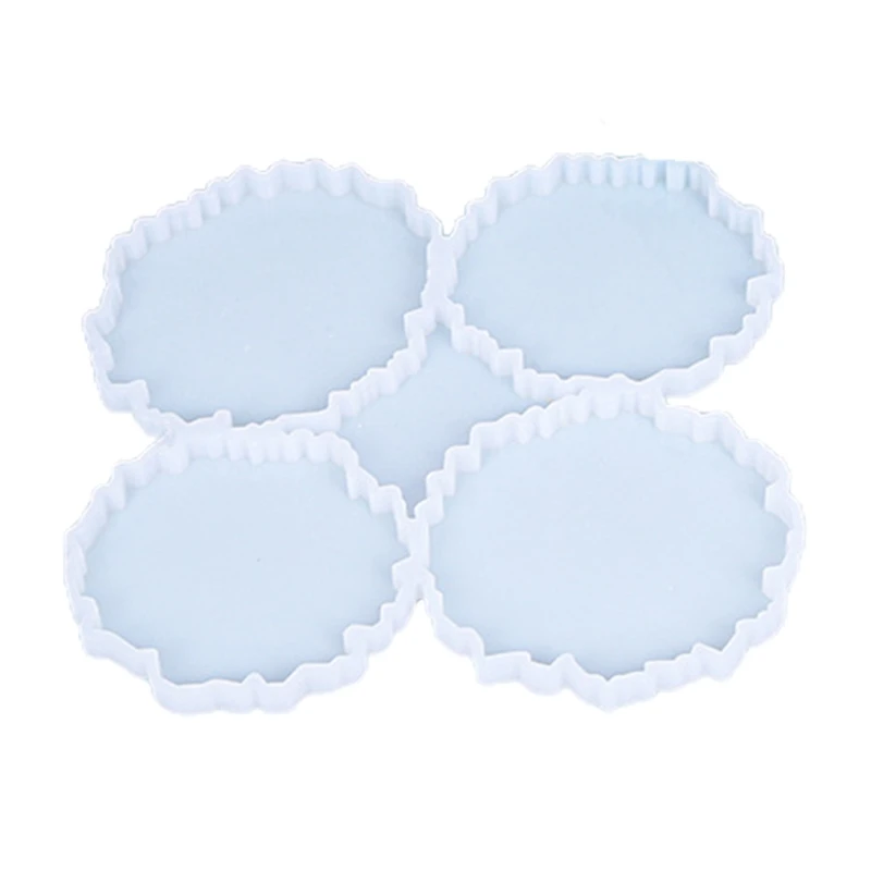 

4 in 1 Crystal Epoxy Resin Coaster Tray Molds Agate Geode Resin Molds Coaste Making Accessories Office Home Decoration