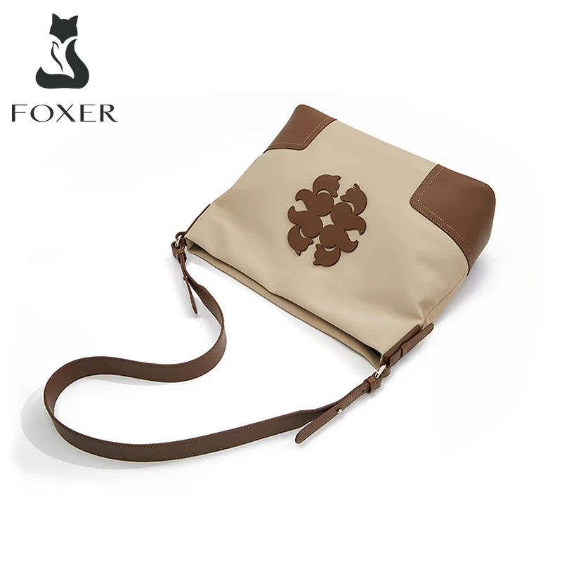FOXER Women's Soft PU Leather Shoulder Crossbody Bag Lady Dating Messenger Bag Female Adjustable Shoulder Strap Zipper Brand Bag