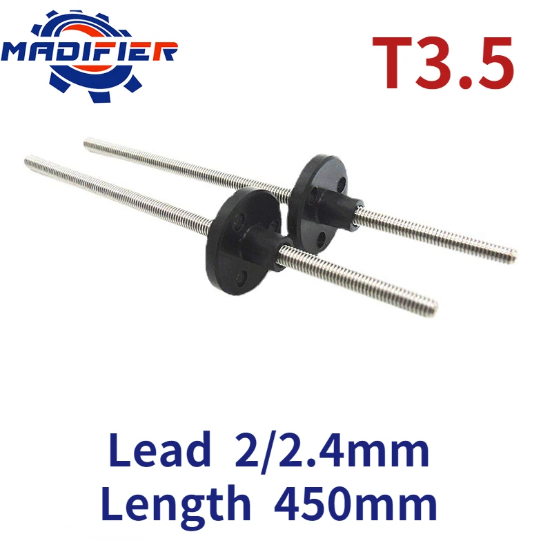 T3.5 3.5mm screw length 450mm lead 2.4mm 2mm 304 stainless steel trapezoidal With POM nut