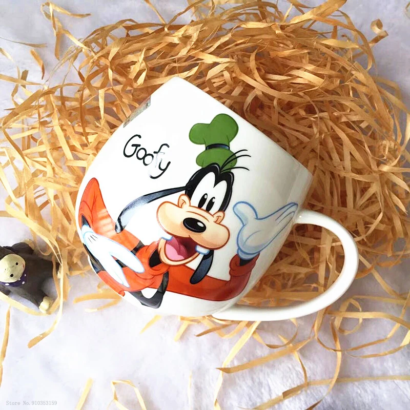 Disney Mickey Mouse Minnie Mouse Goofy Coffee Mugs Cute Cartoon Donald Milk Mugs Fashion Mugs Handle Kids Water Cup 300ML images - 6