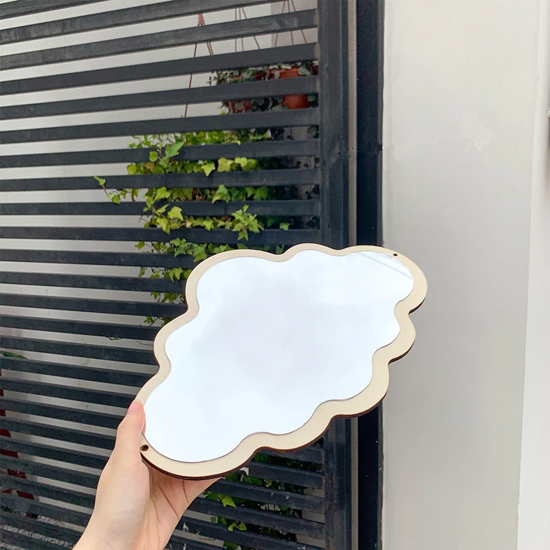 Разделяющий символ был удален. Cutelife Nordic Cloud Wood Make-Up Decorative Mirror Glass Living Room Vintage Wall Stickers Hanging Desktop Kawaii On