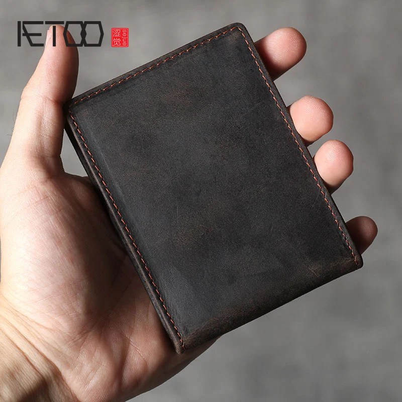 

AETOO Retro head cowhide driver's license pack handmade leather multi-card pack