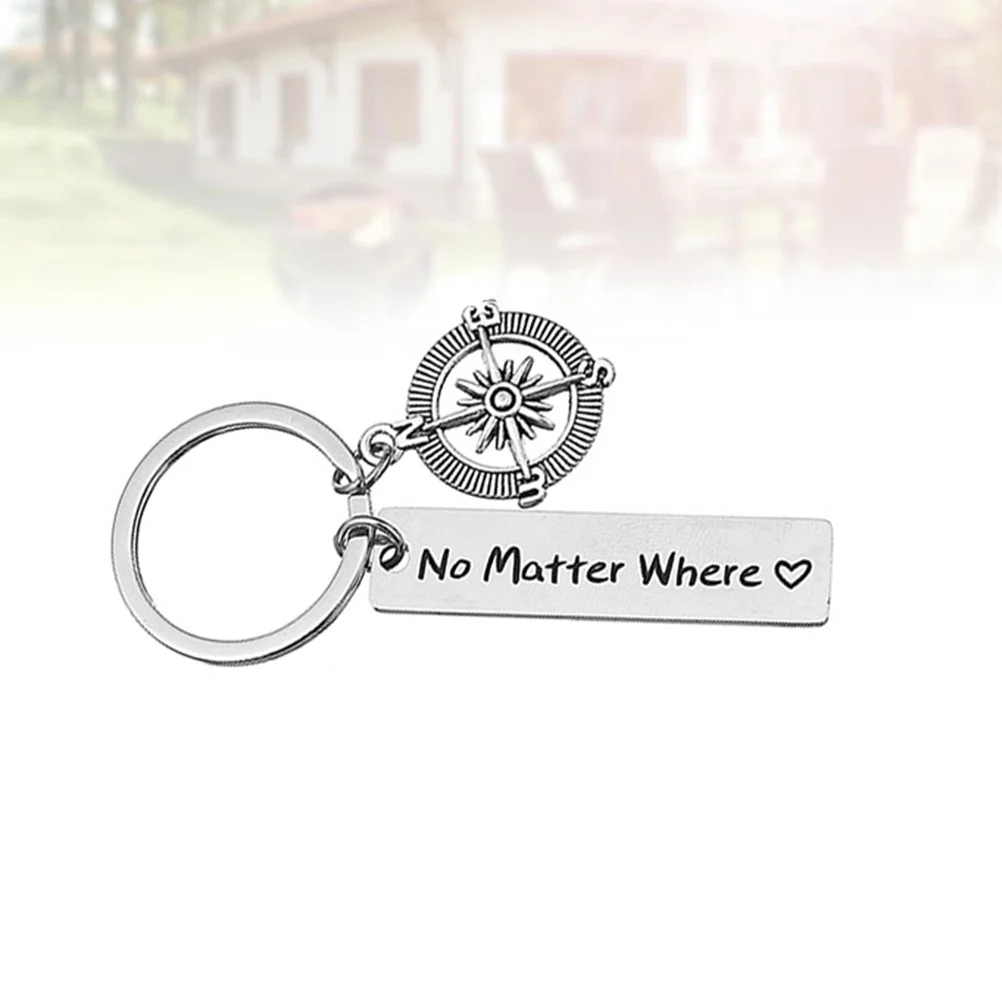 

2pcs Compass Keychain Letter Words Printed Pendant Keyring Motivational Keychain Bag Purse Pendant Gift for Friends Couple (