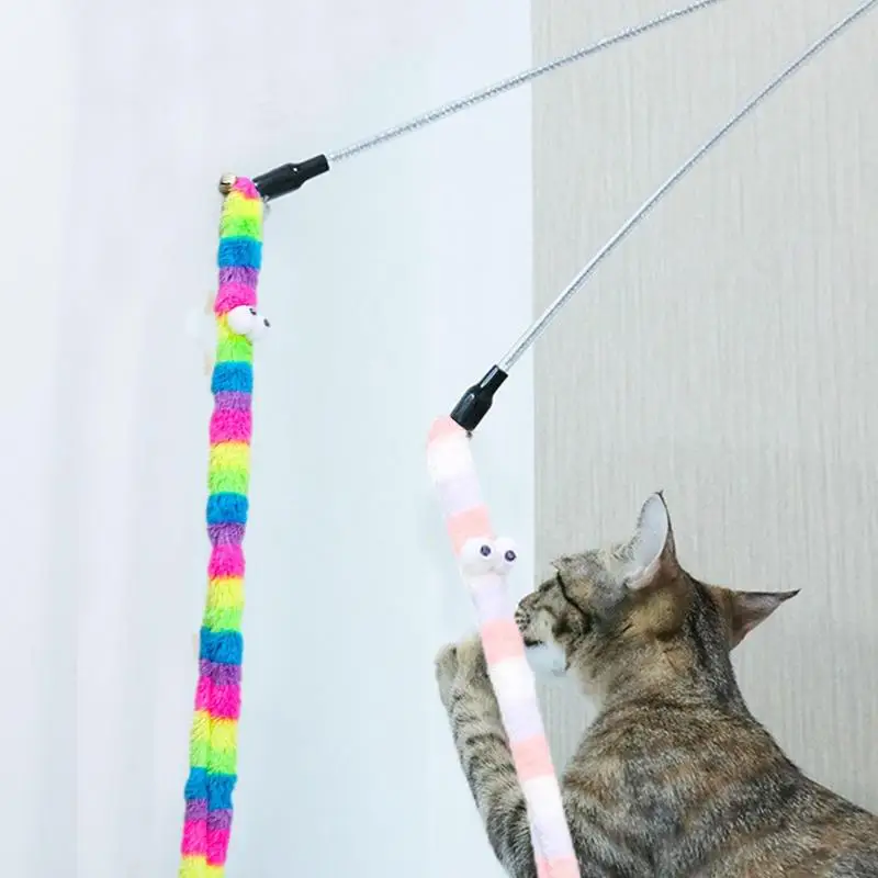 

Cat Worm Toy Long Caterpillar Cat Toy Attachments For Wand Worm Furry Worm With Bell Interactive Kittens Wand Refills