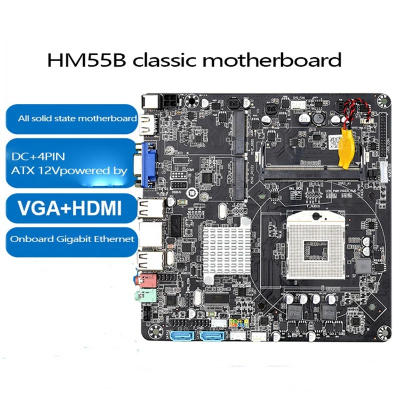 Материнская плата HM55B PGA988 для настольного компьютера DDR3 SATA II Mini ITX для хоста/HTPC/Radio/рекламного автомата.
