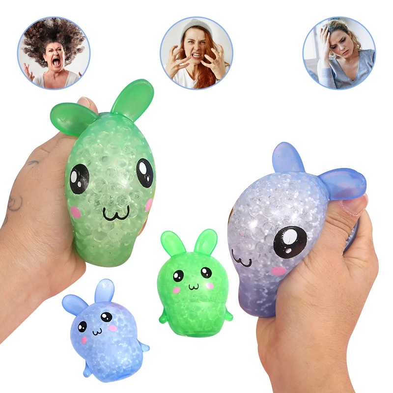 

4pcs Sensory Fidget Squeeze Rabbit Toy Novelty Gag Stress Relief Toy Funny Easter Gift to Release Pressure Kids Favors P31B