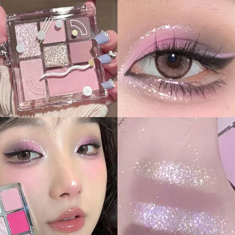 

Seven-color Rose Pink Color Eyeshadow Palette Pearly Matte Glitter Eyeshadow Pallete Shiny Earth Color Eye Shadow Eye Pigments