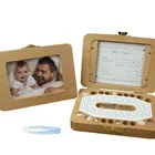 Деревянная коробка для зубов для детей, органайзер для хранения молока и зубов на английском языке, сохранение подарков