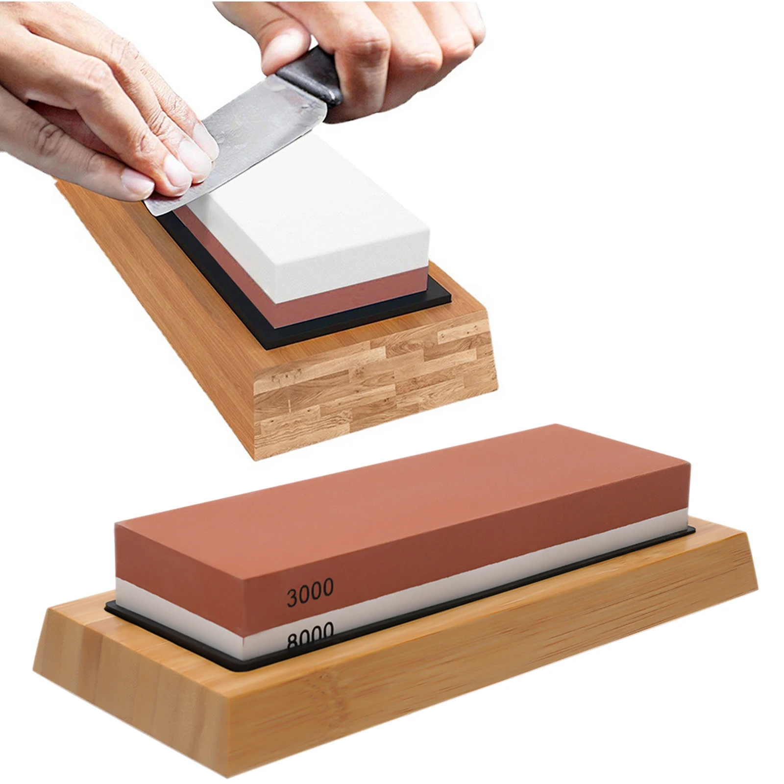 

Whetstone Sharpening Stone Set 400/1000 3,000/8,000 Grit, Double-Sided Grinding Stone, Whetstone With Base.
