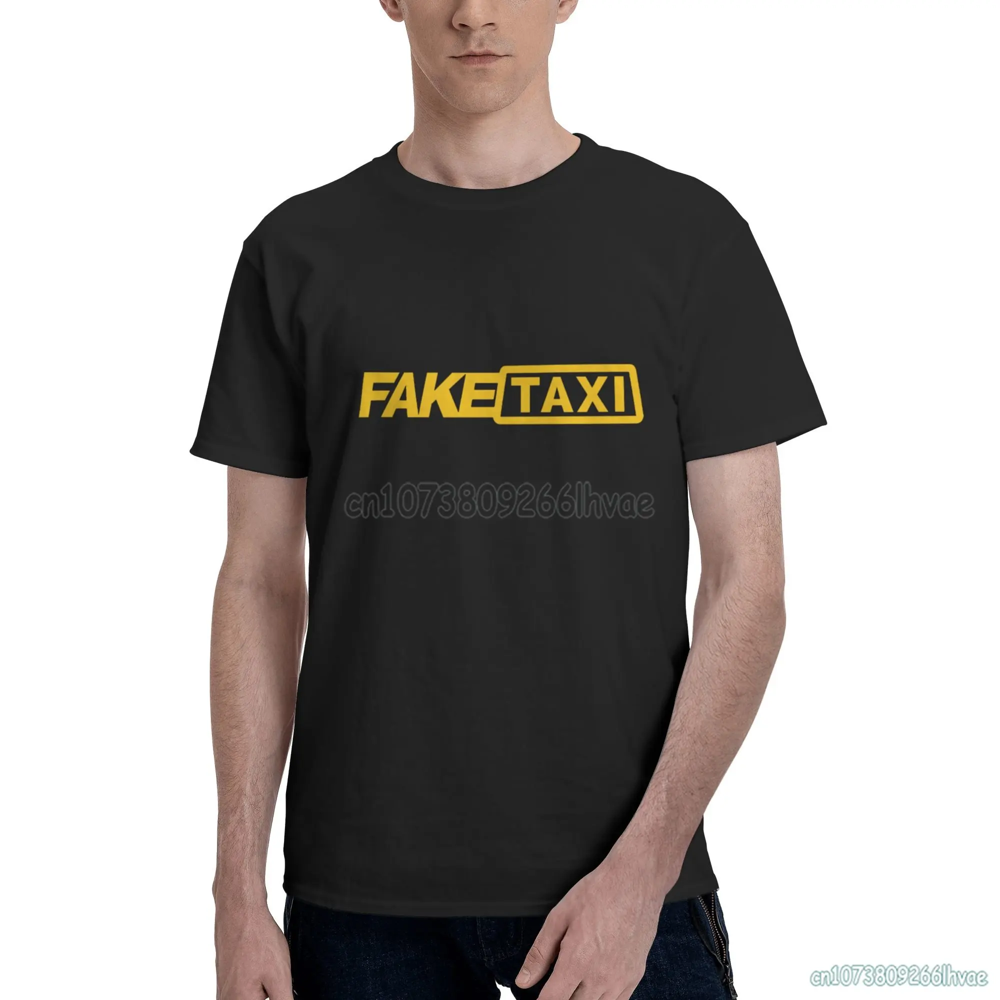 

Fake Taxi Pattern Regular T-Shirt 100% Cotton Clothing Men Summer Casual Tees Male Quality Tops Cool Mens O-Neck T Shirts