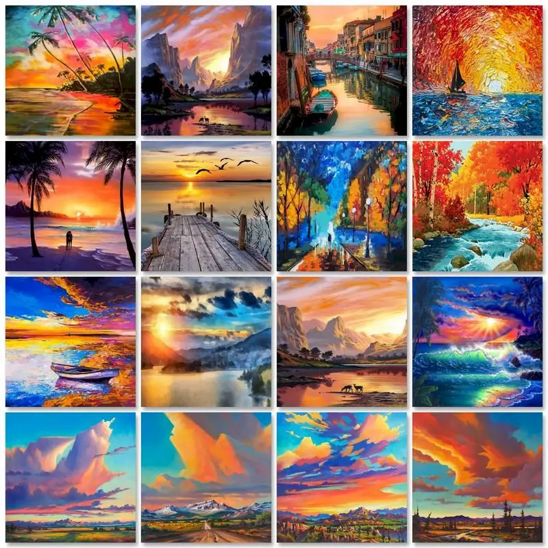 

Картина по номерам для интерьера SDOYUNO, Оригинальные подарки, искусственный пейзаж, DIY Рисование по номерам, настенное искусство, домашний декор