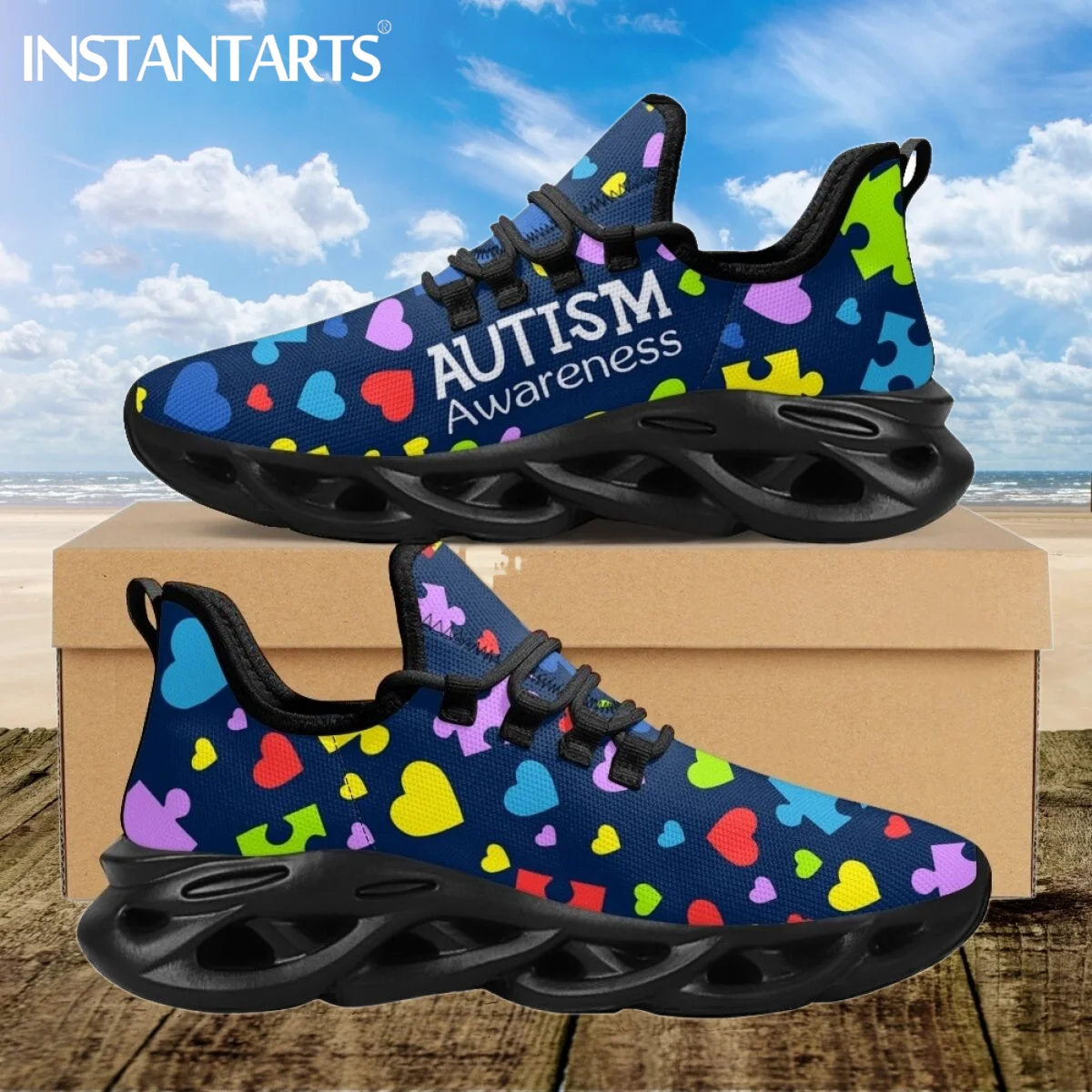 Autism Awareness Breast Cancer Design Women Running Shoes Girls Hiking Walk Shoes Gifts