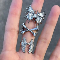 vintage skull bone spider angel wings rings for women men hiphop punk rock ring set spider finger accessories jewery gifts