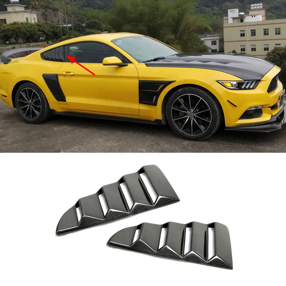 

Углеродное волокно двери заднего бокового окна 1/4 четверти Совок жалюзи Чехлы для Ford Mustang 2015 2016 2017 2018 стайлинга автомобилей