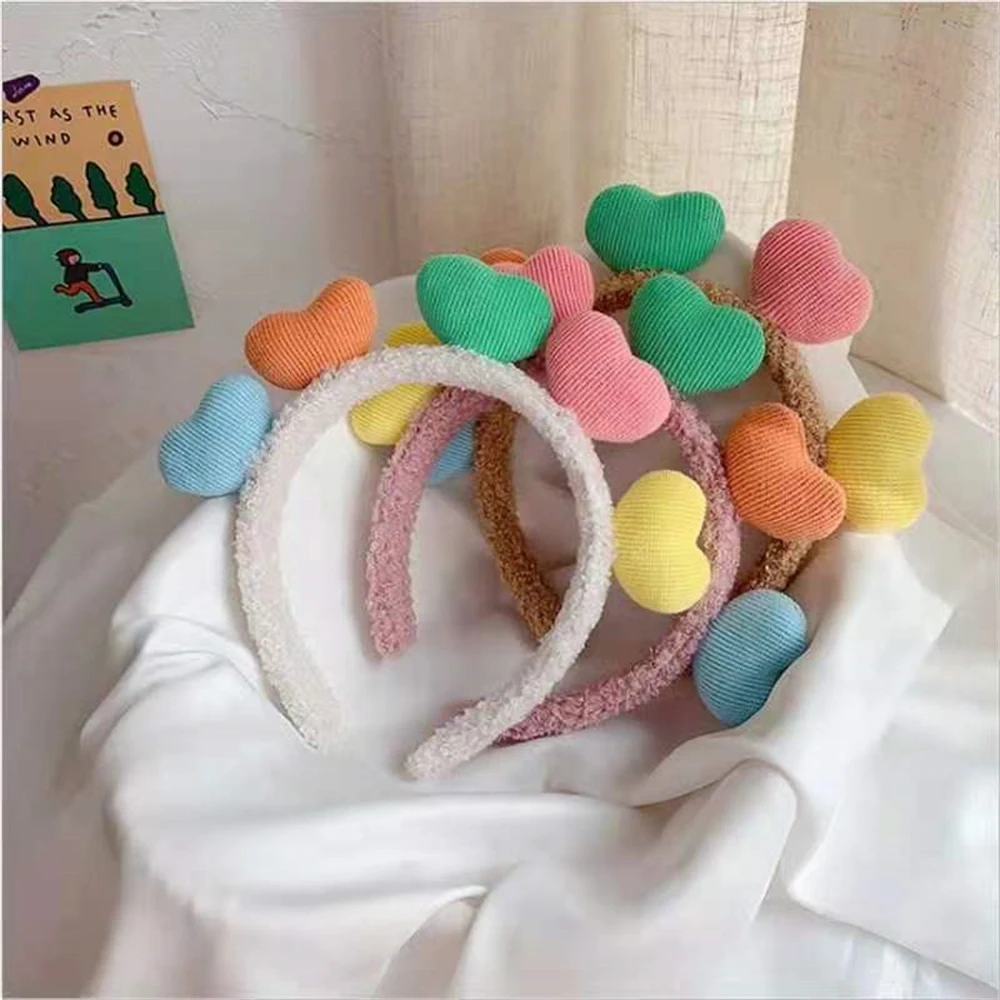

Autumn Winter Hairband Cute Plush Colorful Love Headbands Trendy Women Makeup Bundled Headdress Hair Hair Accessories For Girls