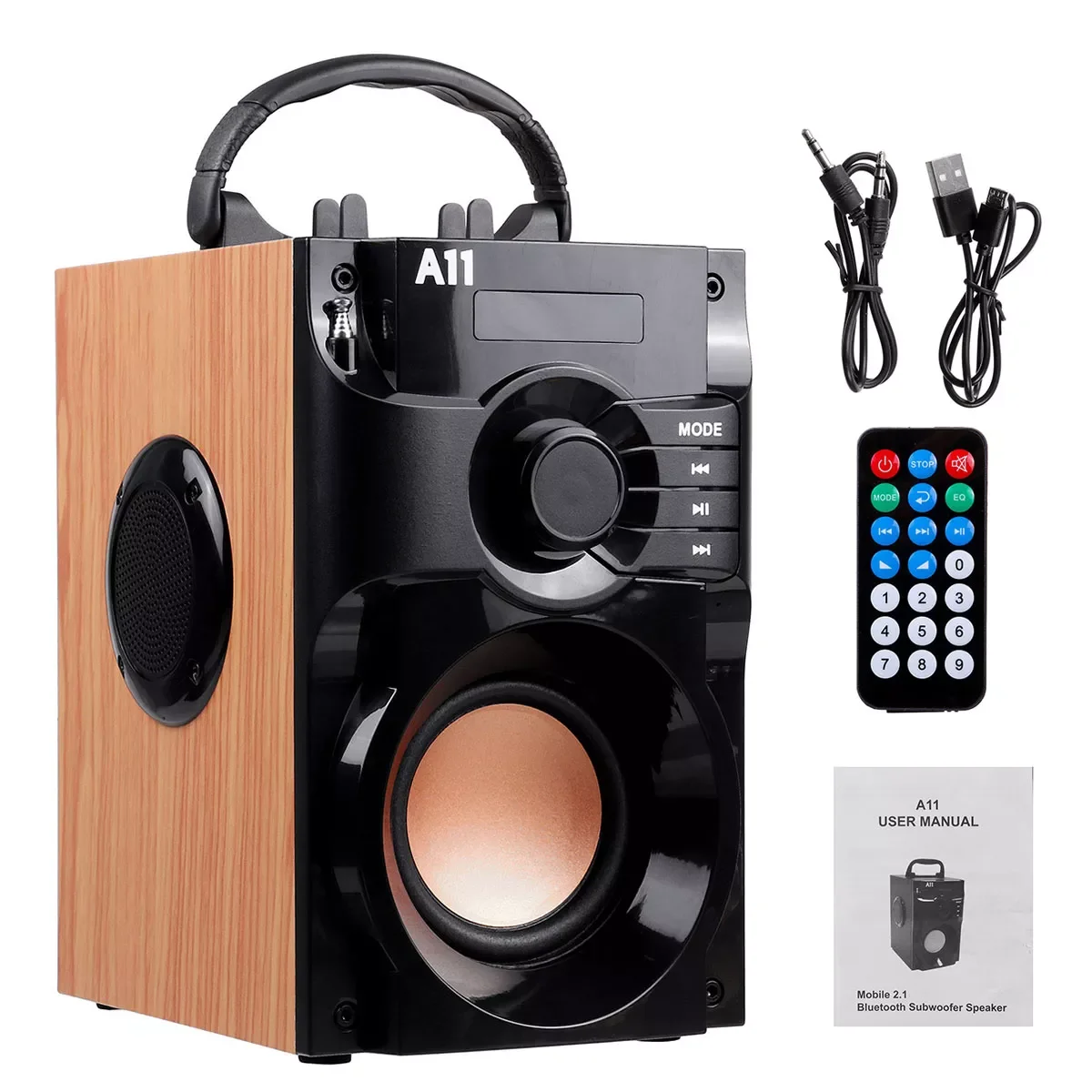 

A11 Portable Bluetooth Speaker Wireless Stereo Subwoofer Bass Speakers Music Center Support FM Radio TF AUX USB Remote Control