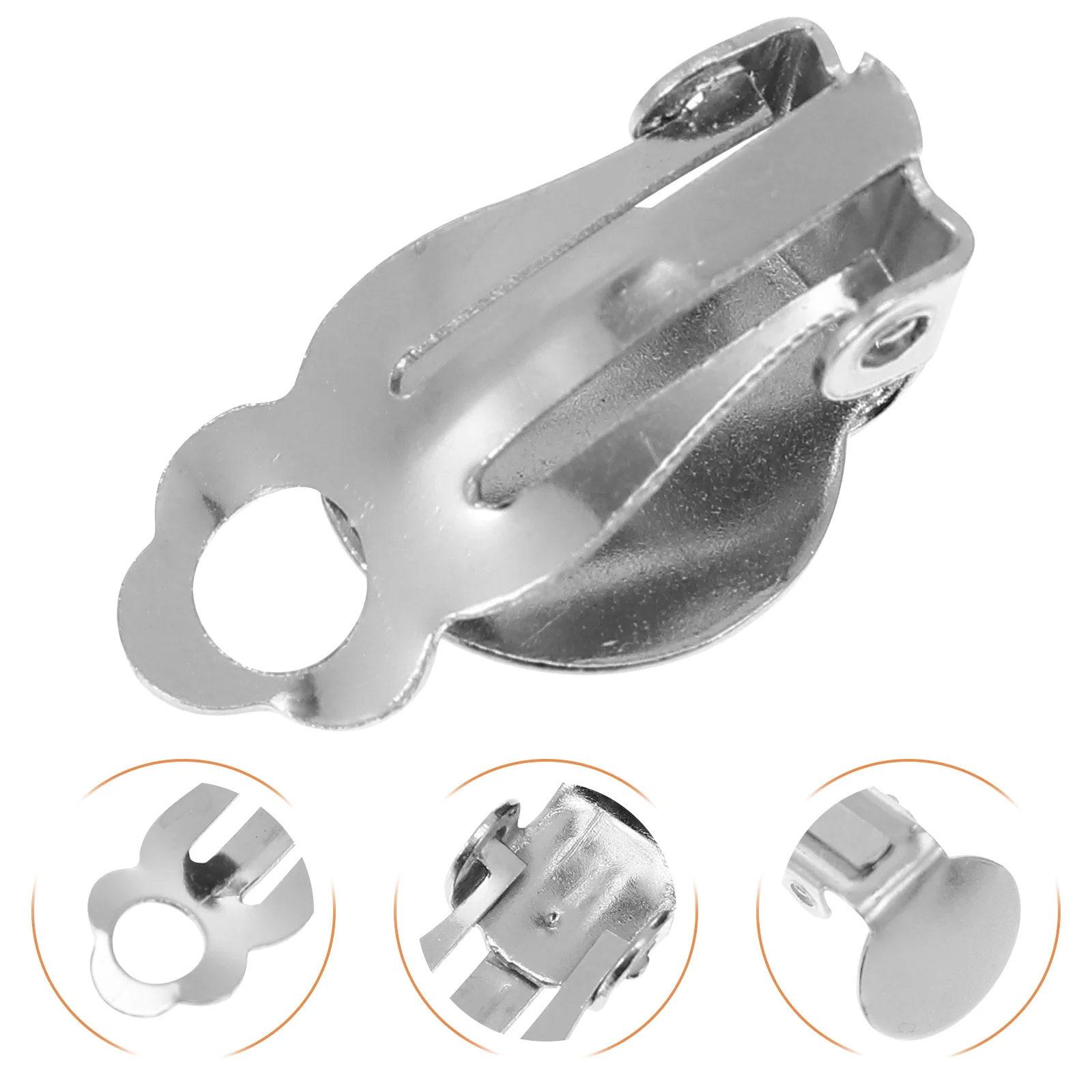 

100 Pcs Earring Buckle Parts Tray Simple Women Clip-on Earrings Round Trays Metal Base DIY