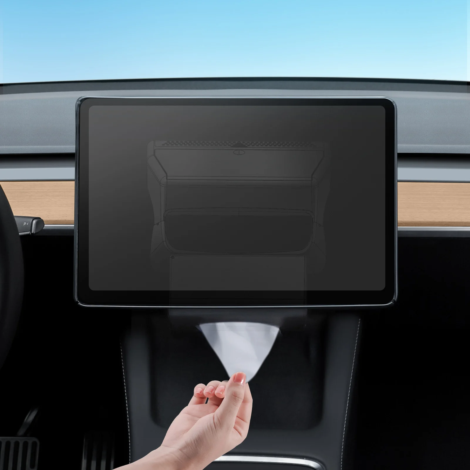 

For Tesla Model 3/ Y Car Tissue Holder Box Paper Napkin Holder Magnetic Storage Tray H idden Glasses Case Storage Box Model3 Y