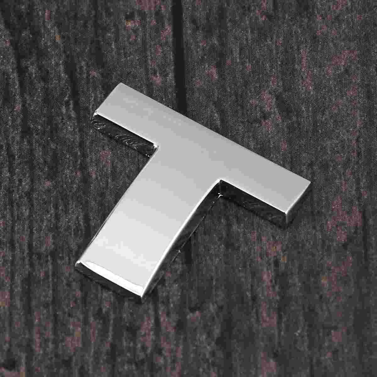 

3D DIY Metallic Alphabet Car Sticker Car Emblem Letter Badge Decal - T (Silver) Stickers letters Accessories