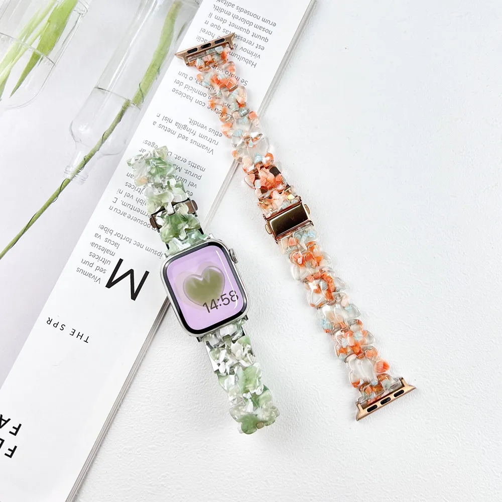 

Butterfly Resin Strap for Apple Watch Band 41mm 45mm SE7 6 5 4 3 2 1 Light Weight Wristband for iwatch 38mm 42mm 40/44mm Correa