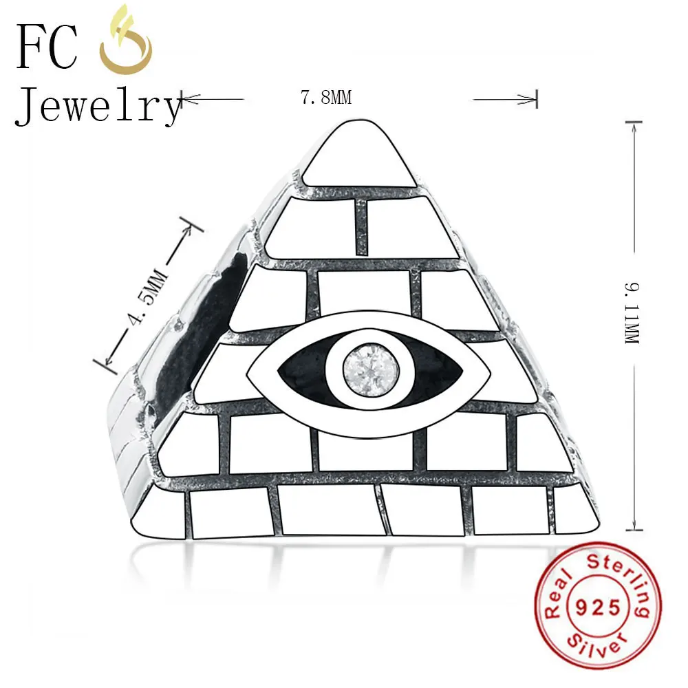 FC Jewelry Fit Original Pan Charms Bracelet 925 Sterling Silver Egypt Pyramid Evil Eye Zirconia Bead Making Berloque 2022 DIY images - 6