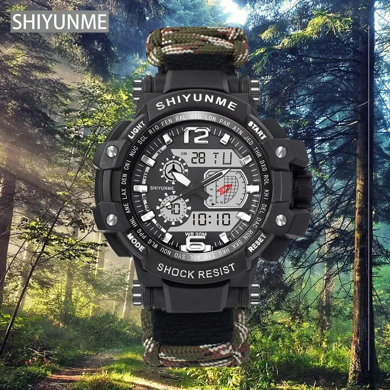 Мужские спортивные часы SHIYUNME с компасом термометром СВЕТОДИОДНЫЕ Цифровые