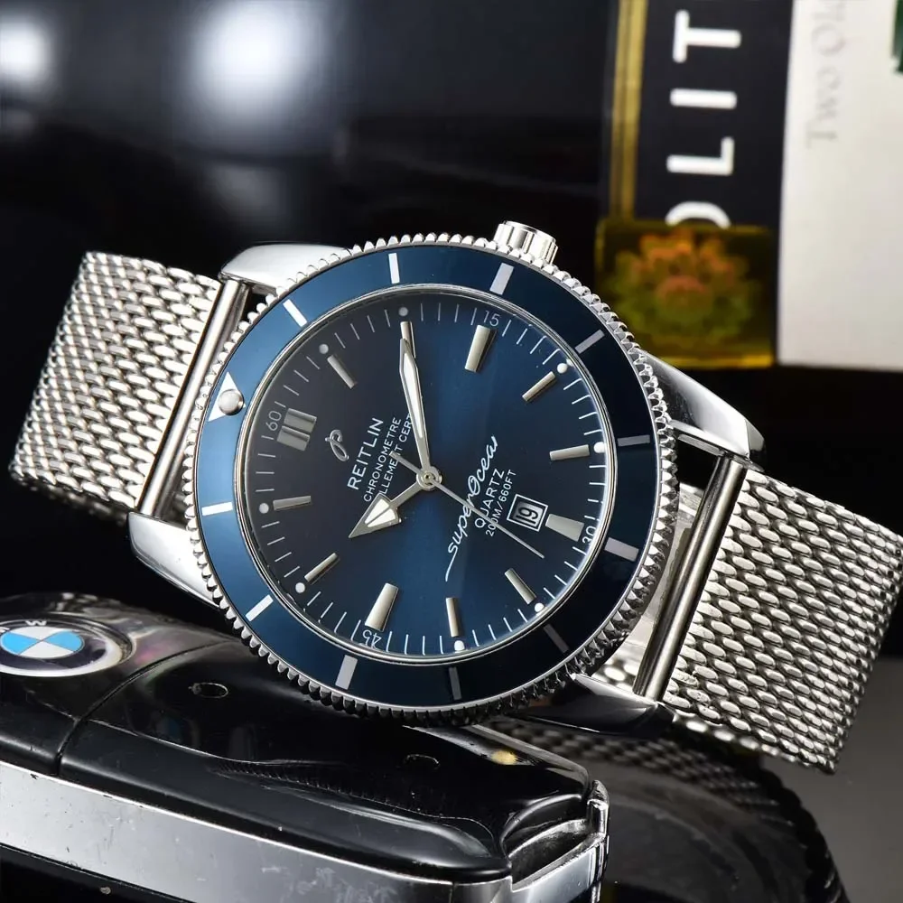 

New AAA+ Breitling Watches For Mens Luxury Full Stainless Steel Automatic Date Wristwatch High Qulaity Business Quartz AAA Clock