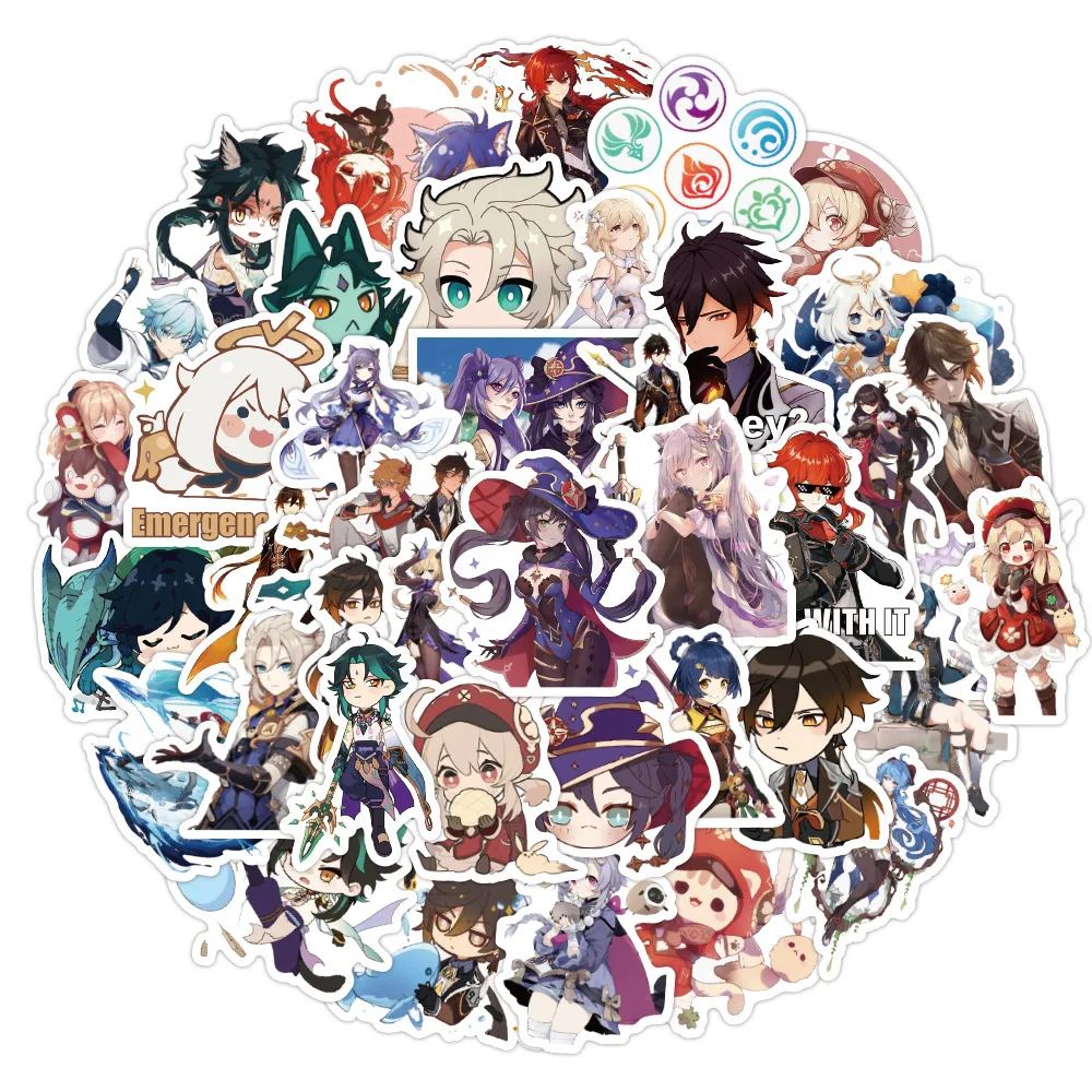 

10/30/50/Pcs Anime Genshin Impact Sticker Cartoon Open World Game Stickers For Laptop Motorcycle Skateboard Travel Case St