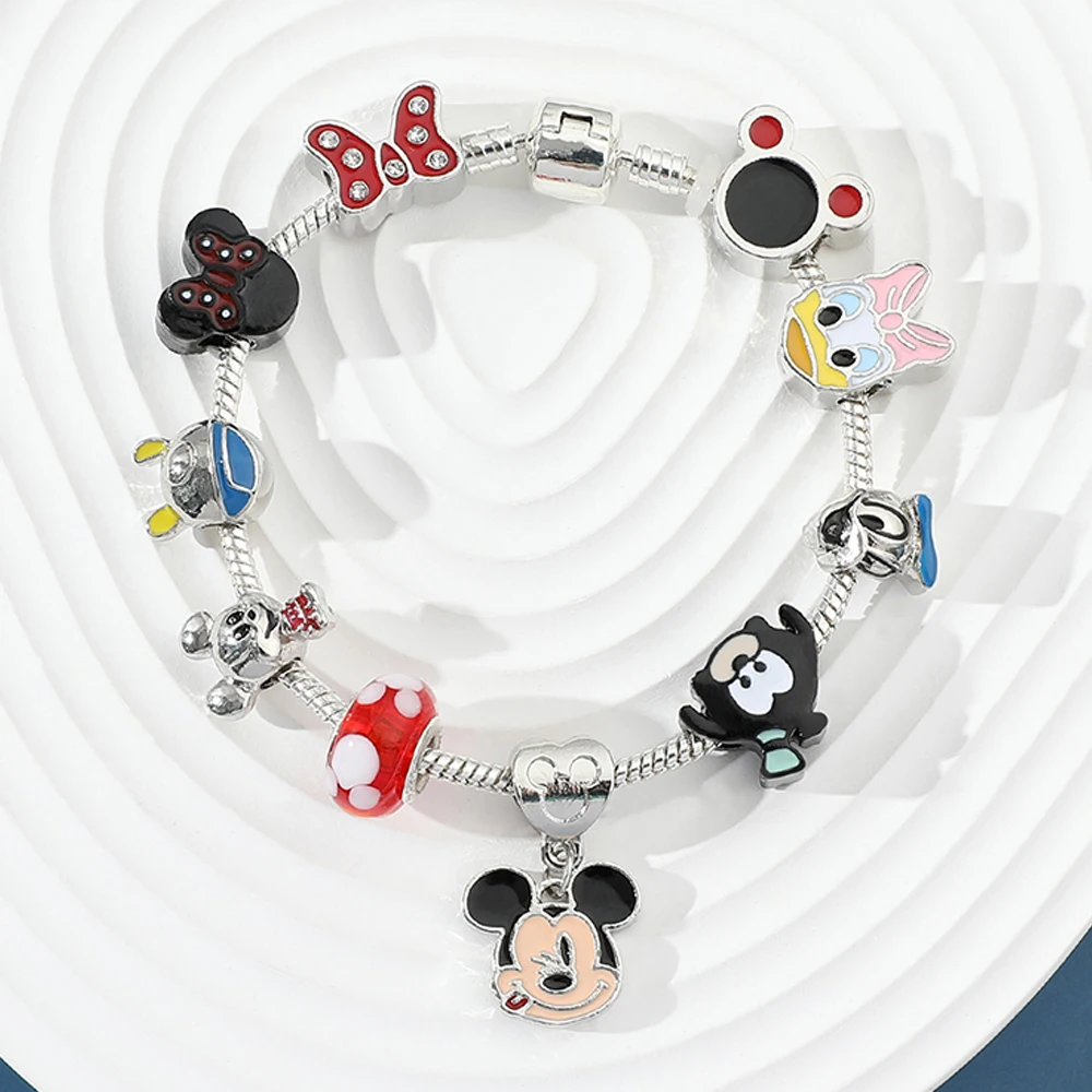 Милый браслет Микки Маус Дональд Дак шармы бусины для женщин девушек ювелирные