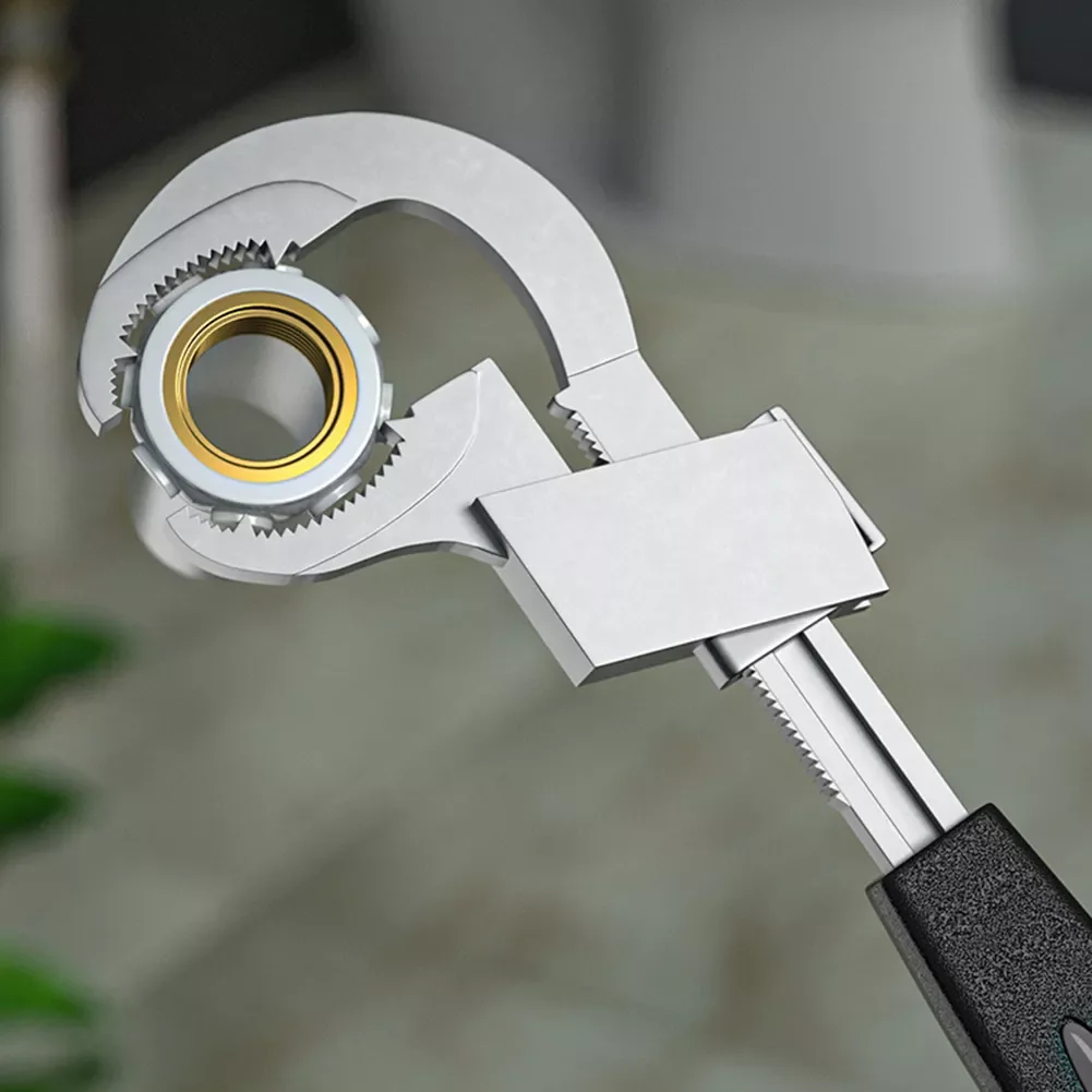 

Universal Multi-function Adjustable Wrench Aluminium Alloy Open Bathroom Wrench Arc with Teeth Board Tools Sink Installation