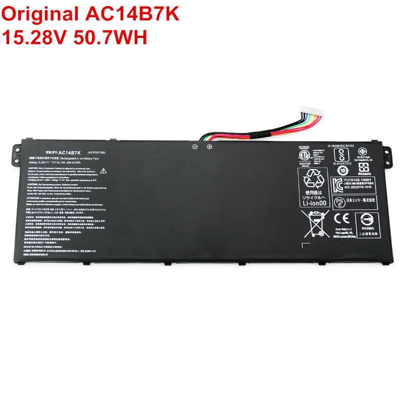 

15.28V 50.7Wh Original Laptop Battery AC14B7K For Acer Spin 5 SP515-51GN SP515-51GN-80A3 Swift 3 SF314-54 SF314-52 Replacement