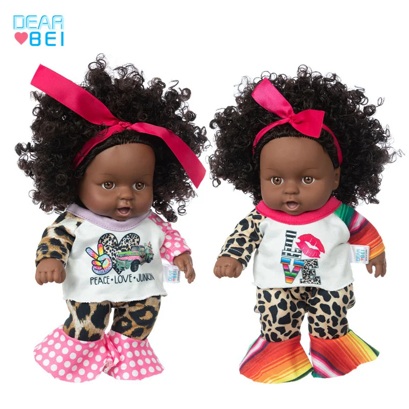 

8-дюймовая игрушка, маленькая черная кожа, виниловая кукла, для раннего развития, может поменять одежду, подарки, Реборн, девочка, игровой дом...