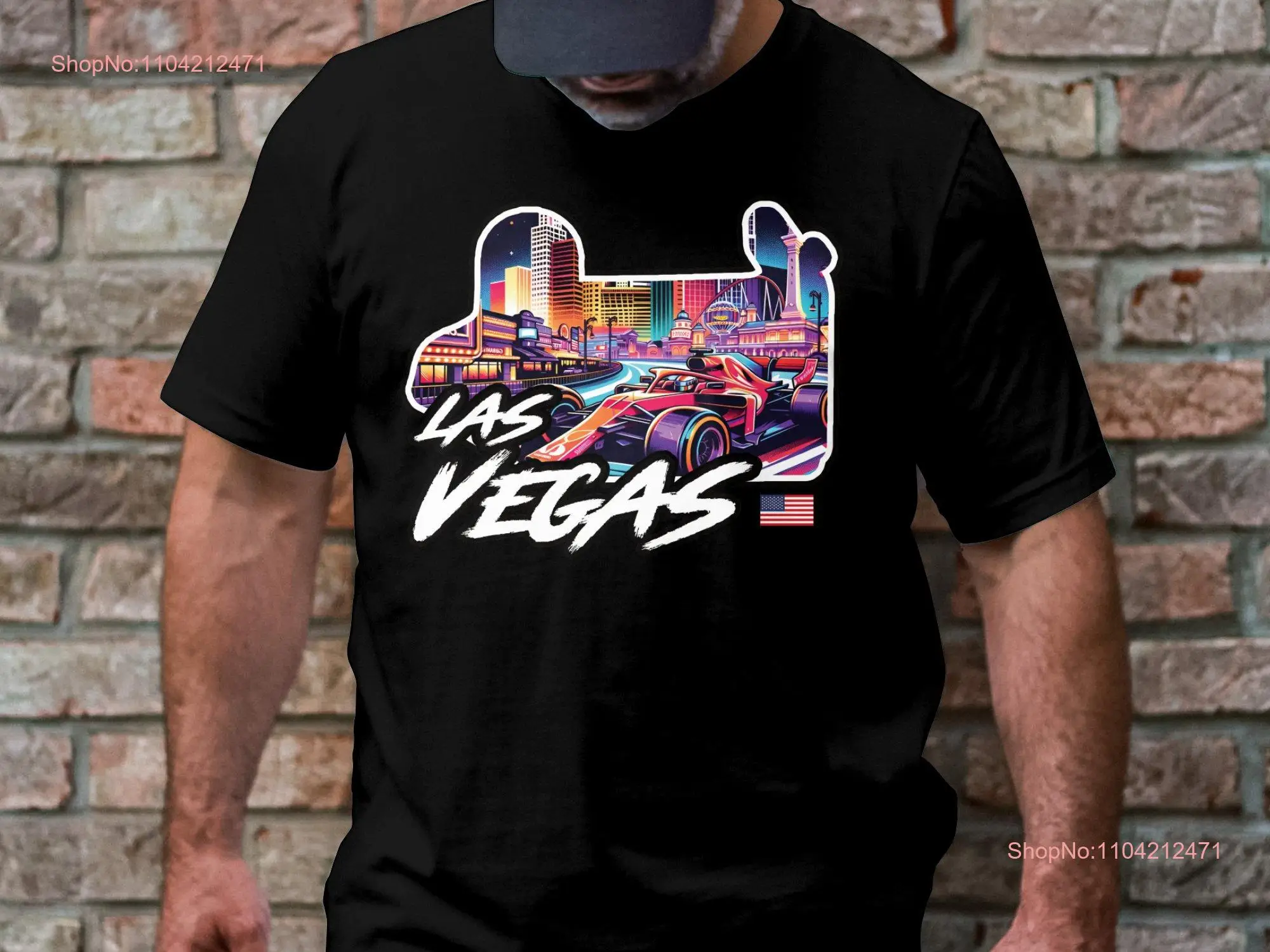 Футболка с фанатом Формулы Лас-Вегаса и открытым колесом Car Skyline идеально